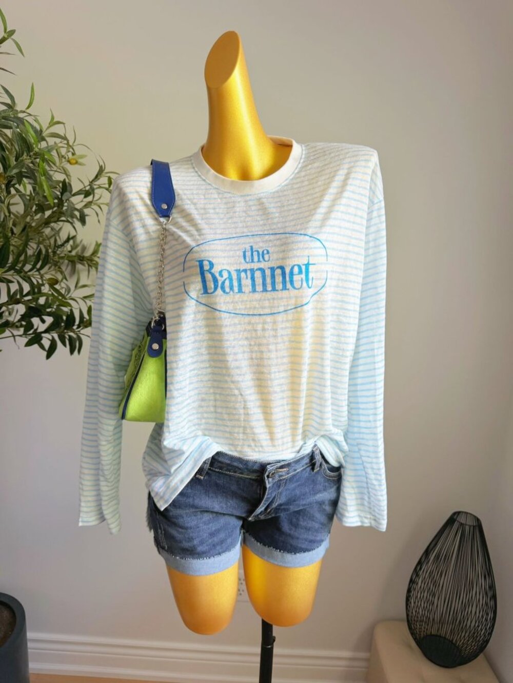The Barnnet Blue White Striped Oversized Long Sleeve Top